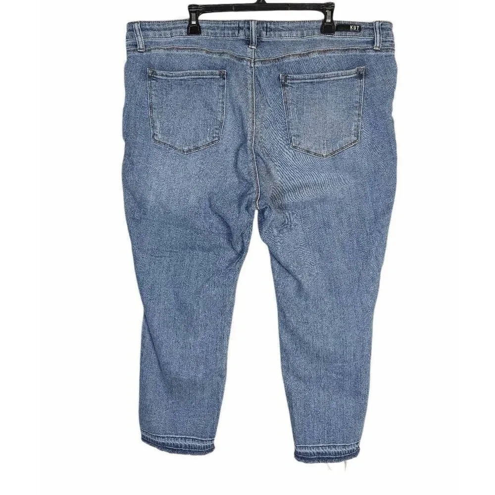 Kut from the Kloth Reese Ankle straight raw edge jeans womens 20W